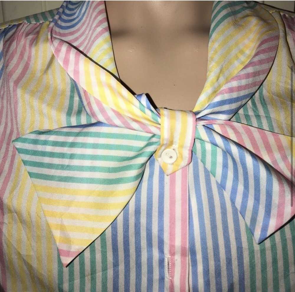 Vintage Vintage 70’s Judy Bond Pastel Striped Lad… - image 2