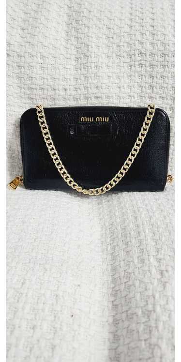 Miu Miu Madras Leather Zippy Wallet n Chain