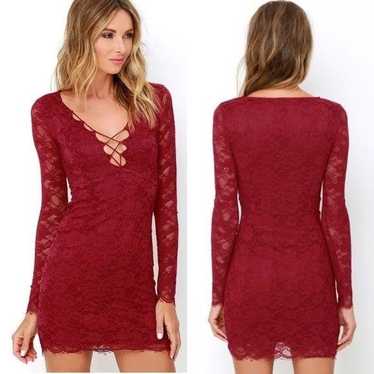 Other Lulus Entwine and Dine Wine Red Lace Dress … - image 1