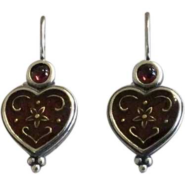 Sterling Silver Heart Shaped Pierced Earrings - image 1