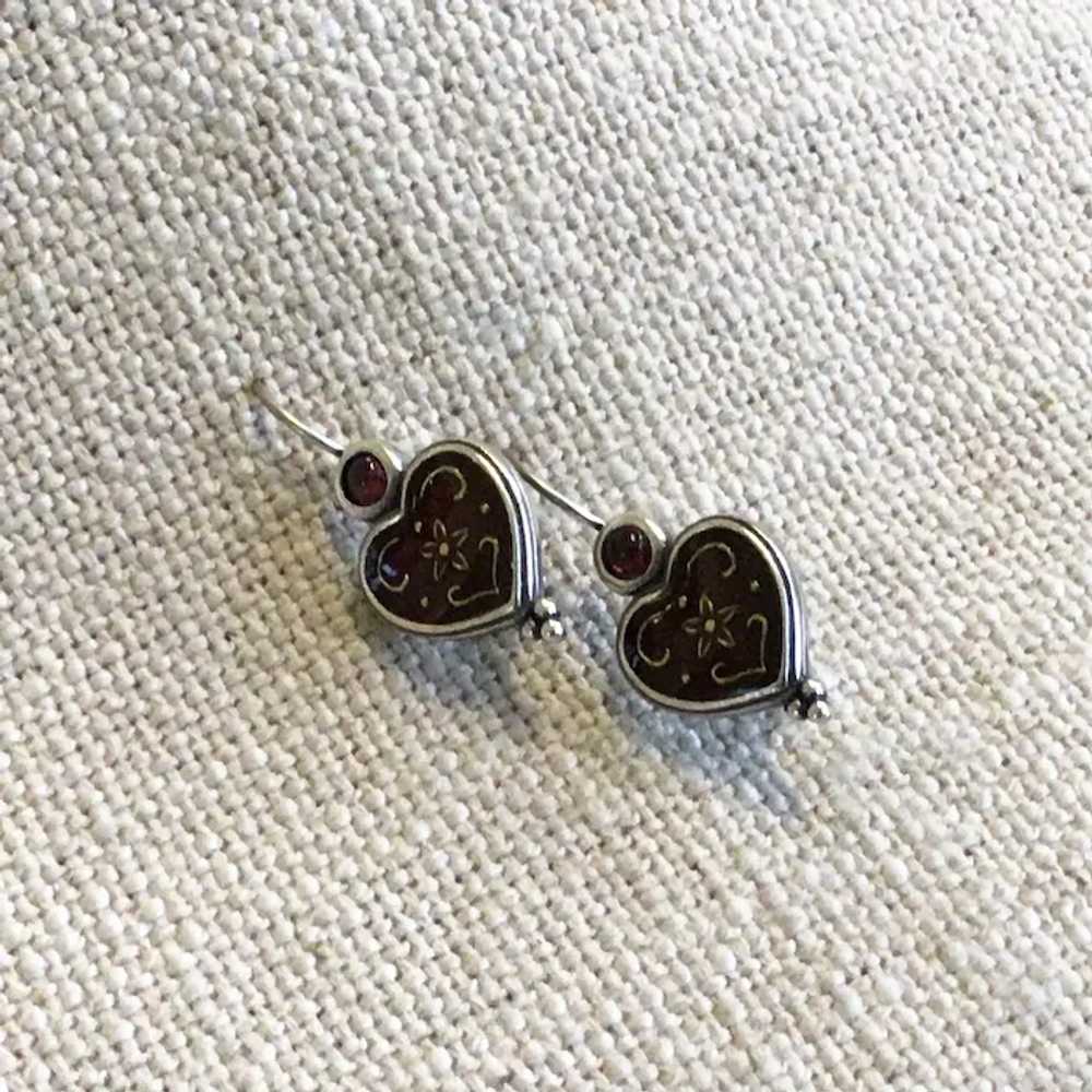 Sterling Silver Heart Shaped Pierced Earrings - image 2