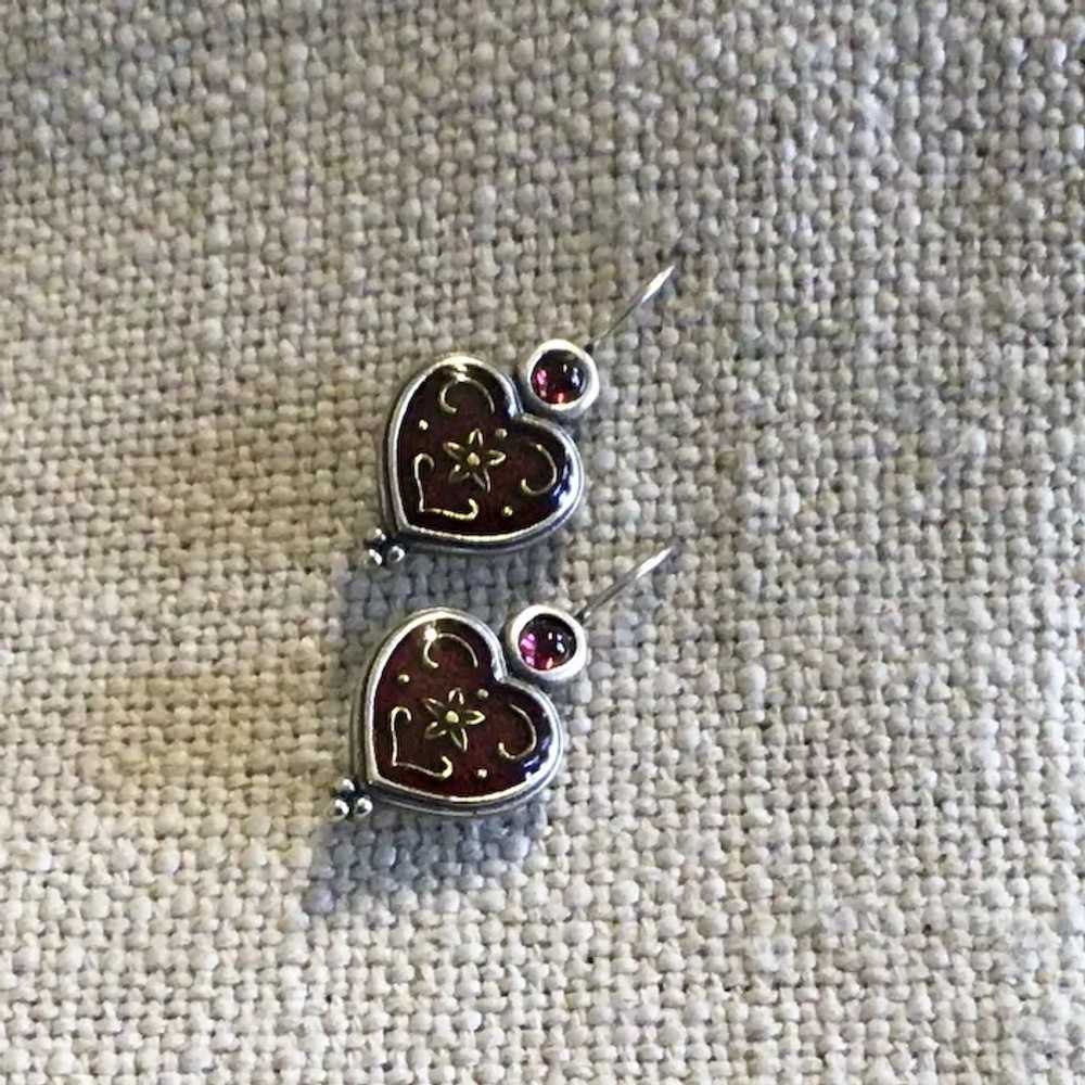 Sterling Silver Heart Shaped Pierced Earrings - image 3