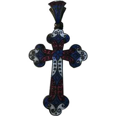 Antique French Enameled Cross c1900