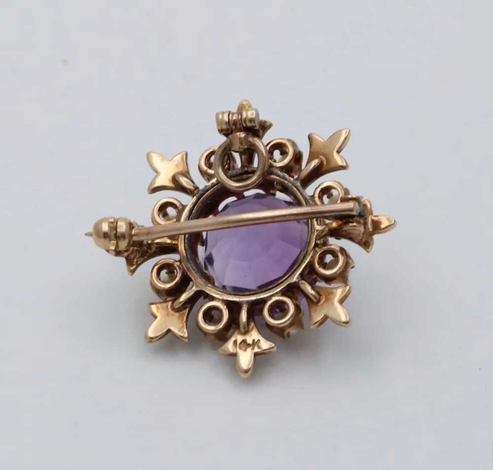 Victorian 14K Gold and Amethyst Snowflake Pendant… - image 4