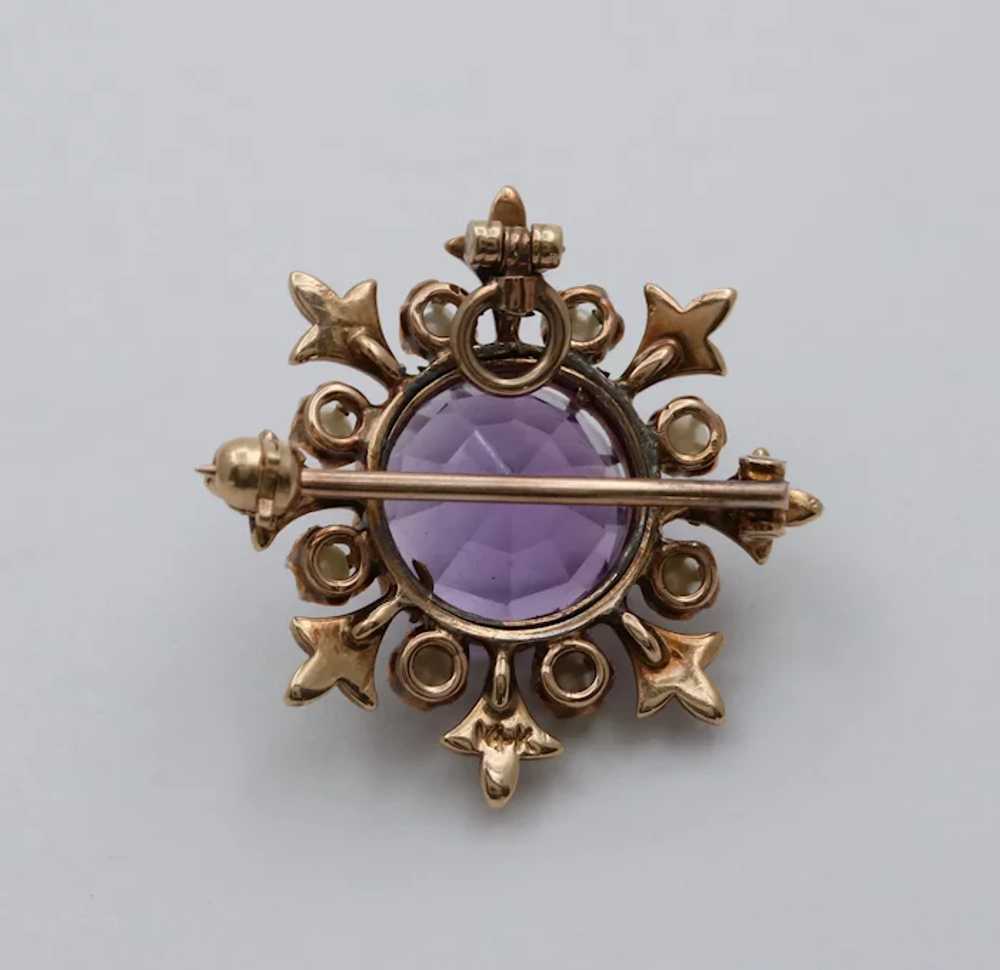 Victorian 14K Gold and Amethyst Snowflake Pendant… - image 5