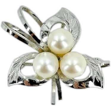 Vintage 18K Cultured Pearl Screw Back Earrings