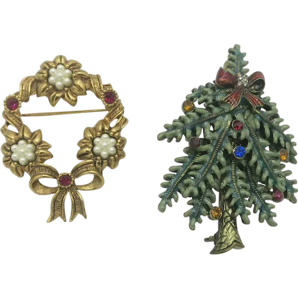 2 Avon Christmas Pins 1st Annual Tree  & Wreath G… - image 1