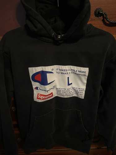 Supreme champion label shop hooded sweatshirt black