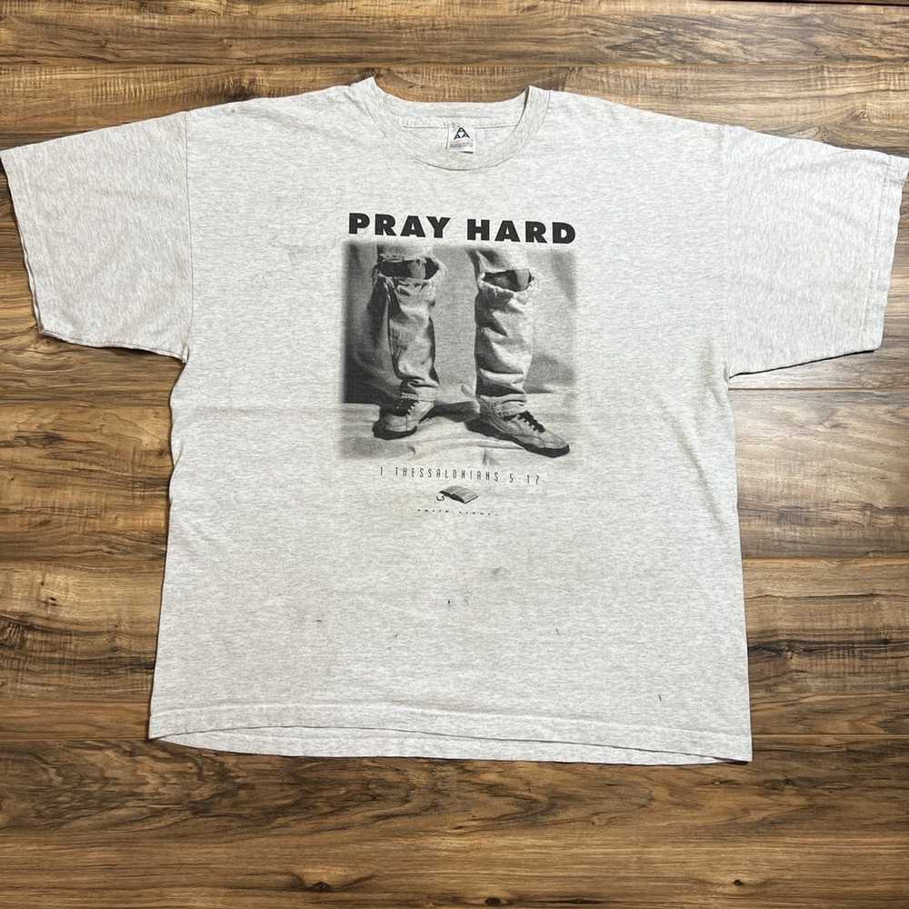 Religion × Vintage VTG 90s Pray Hard Jesus Religi… - image 1