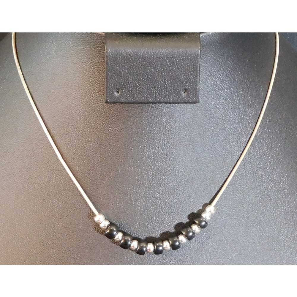 Other Black And Silver Minimalist Beaded Necklace - image 2