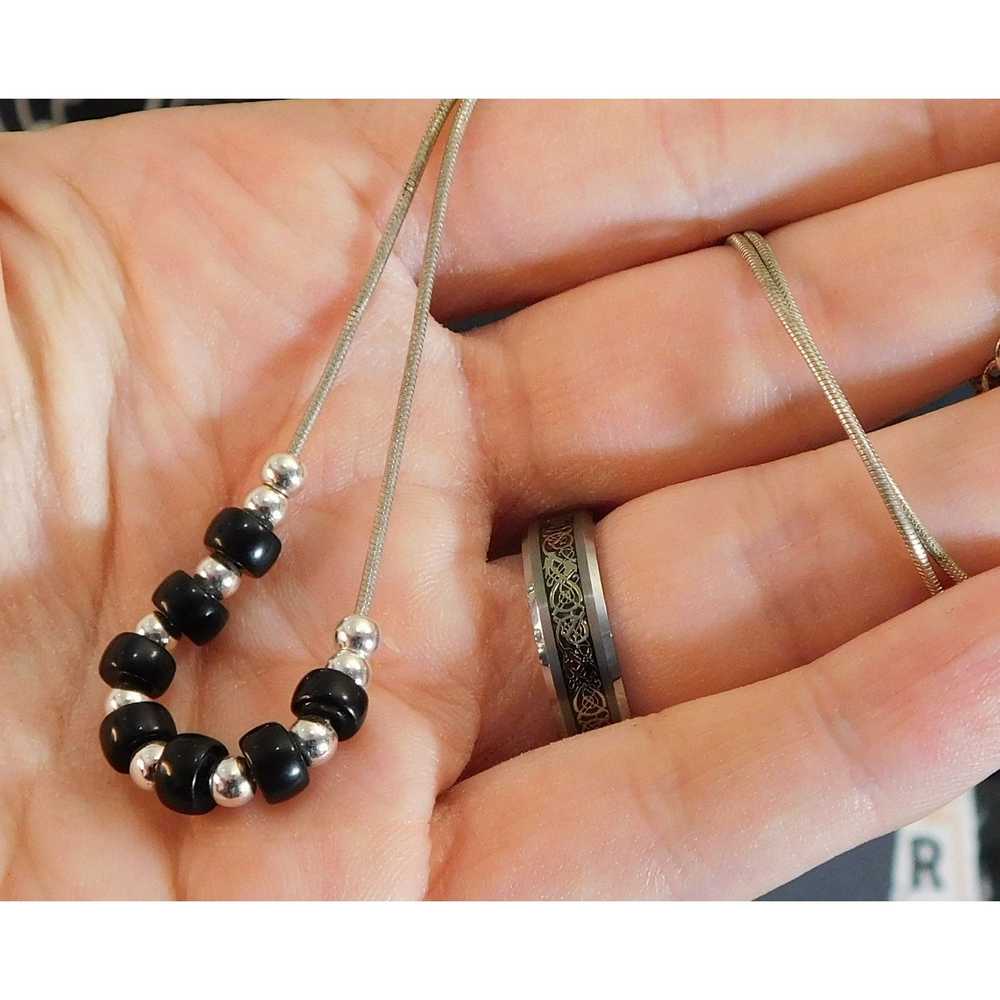 Other Black And Silver Minimalist Beaded Necklace - image 3