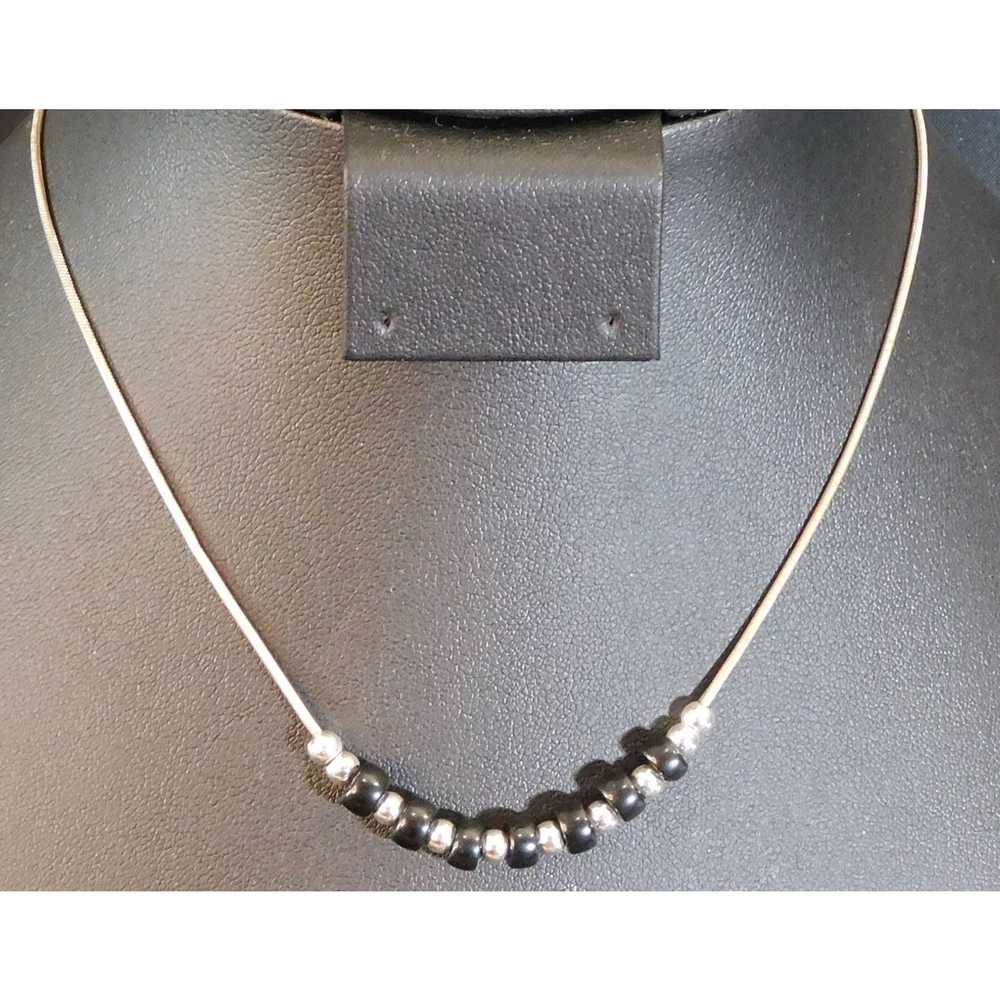 Other Black And Silver Minimalist Beaded Necklace - image 4