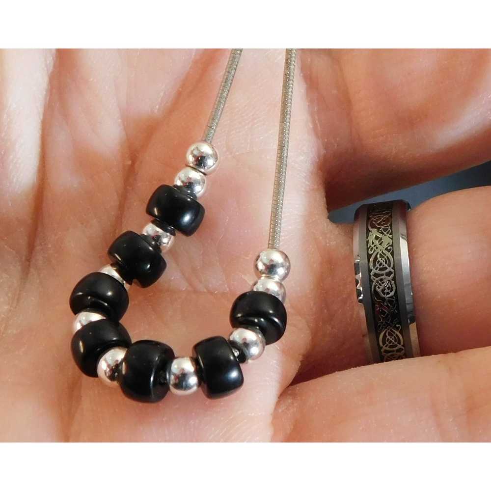 Other Black And Silver Minimalist Beaded Necklace - image 5