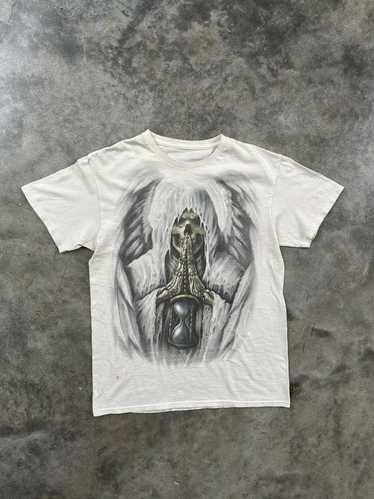 Vintage Vintage White Gothic Skeleton Angel Print 