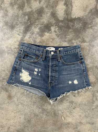 RE/DONE RE/DONE Distressed Denim Blue Jean Shorts 