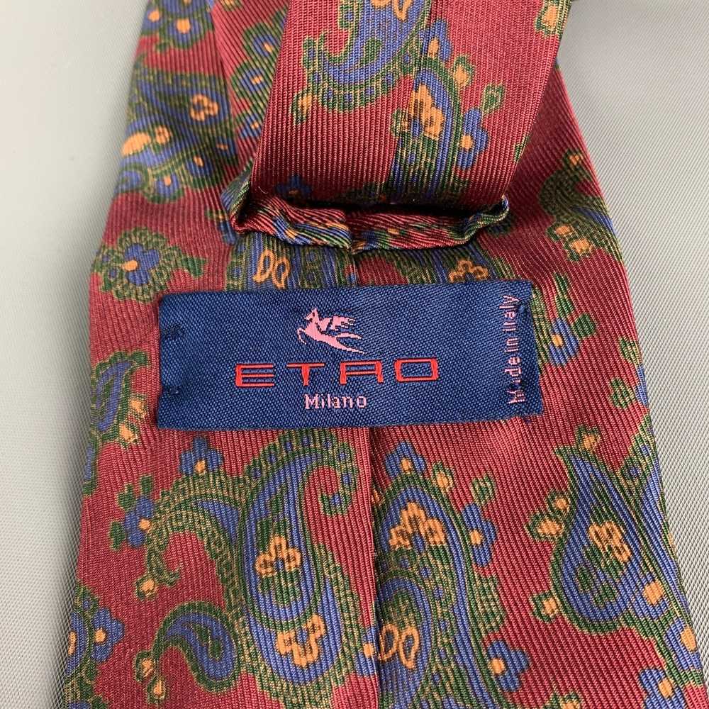 Etro Burgundy Paisley Silk Tie - image 4