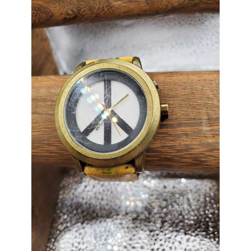 Lucky Brand Lucky Brand Peace Sign Leather Watch - image 1