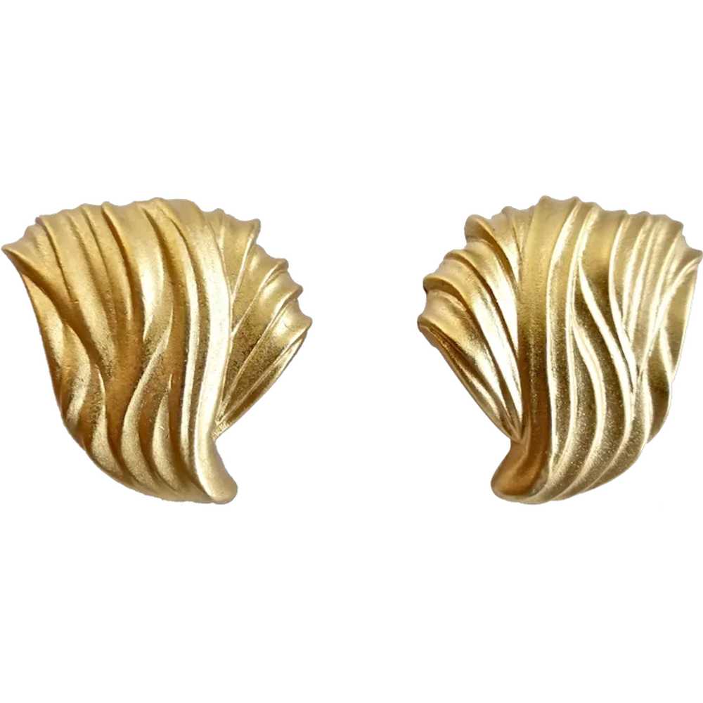 ANN KLEIN Matte Satin Gold tone  Graceful Curves … - image 1