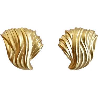 ANN KLEIN Matte Satin Gold tone  Graceful Curves … - image 1