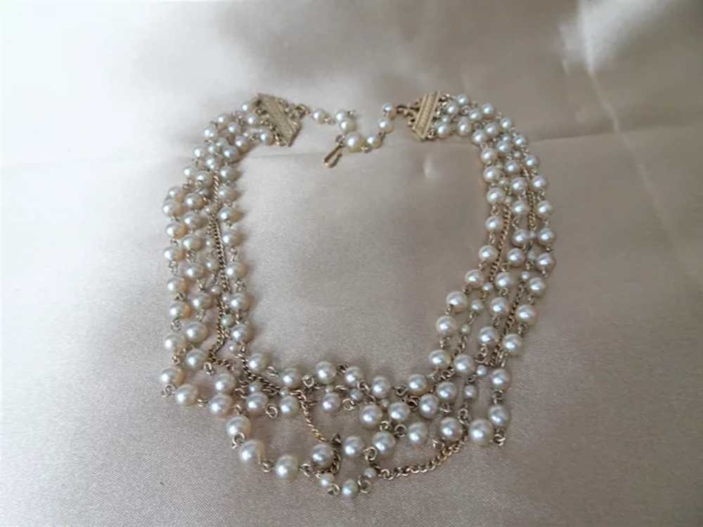 LUSTROUS Pearl Bead Necklace,Elegant multi Strand… - image 2