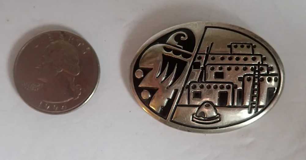 *Vintage Hopi Style Sterling Overlay Scenic Pin B… - image 2