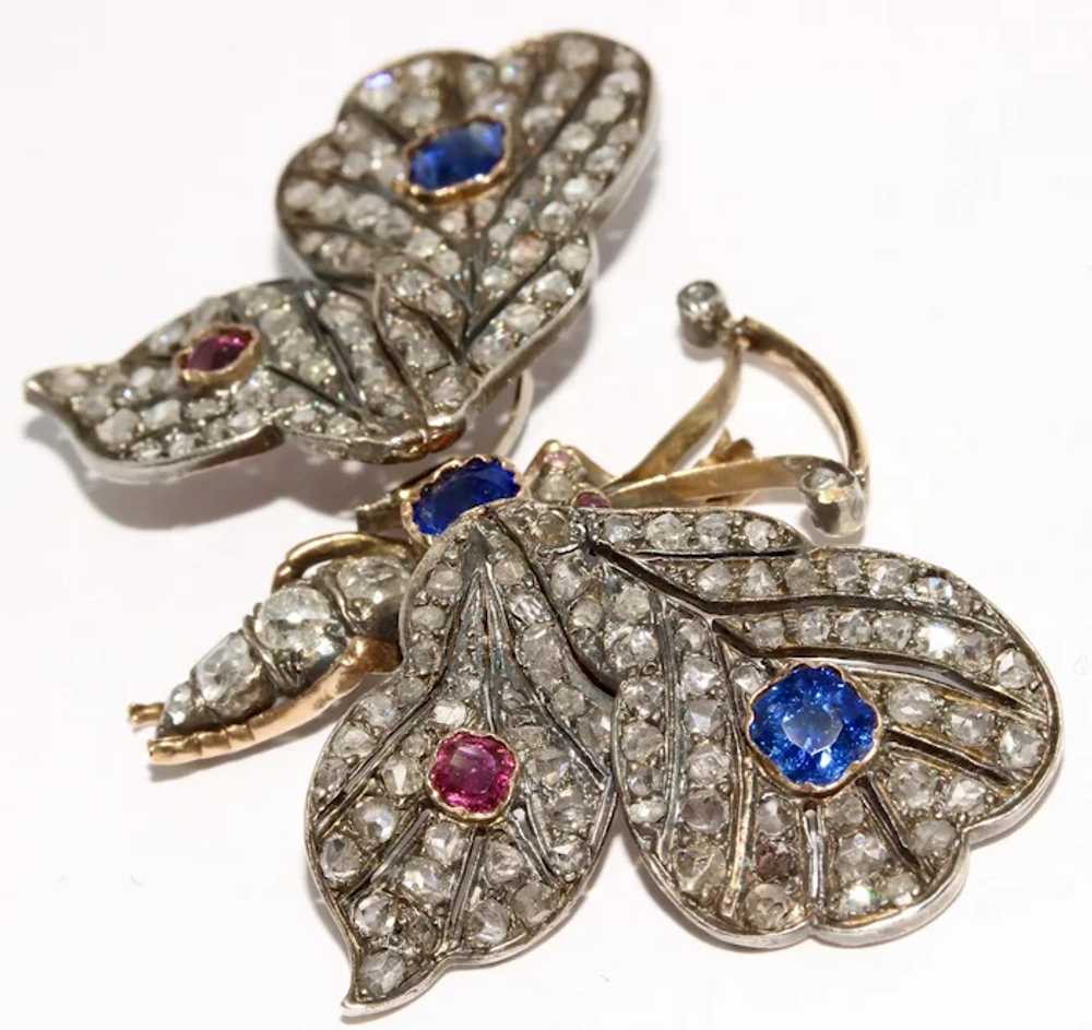 Stunning Antique French Tremblant Diamond Sapphir… - image 3