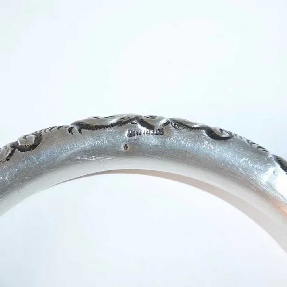 Victorian Sterling Handcrafted Repousse Bangle Br… - image 11