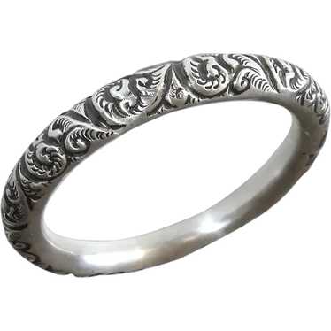 Victorian Sterling Handcrafted Repousse Bangle Br… - image 1