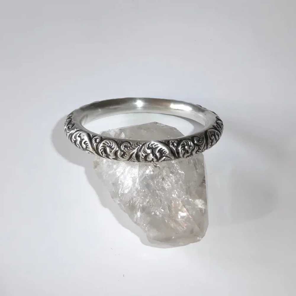 Victorian Sterling Handcrafted Repousse Bangle Br… - image 3