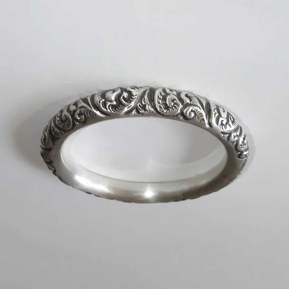 Victorian Sterling Handcrafted Repousse Bangle Br… - image 4