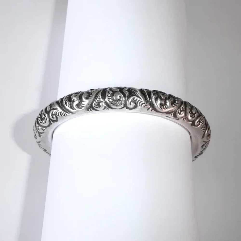 Victorian Sterling Handcrafted Repousse Bangle Br… - image 7