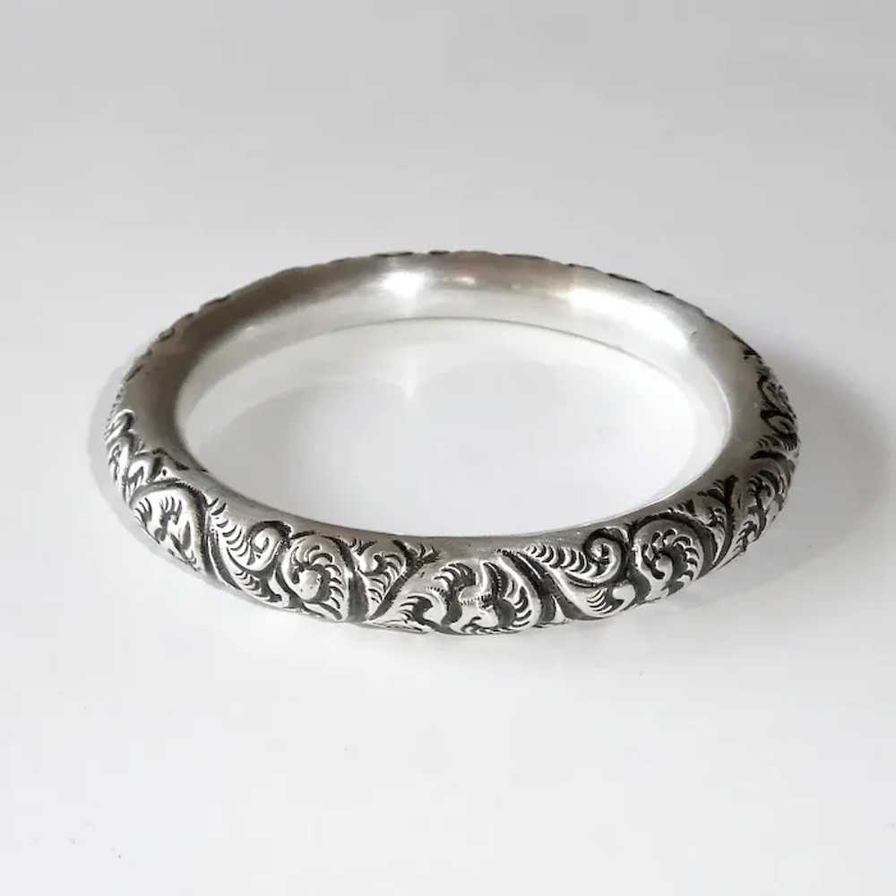 Victorian Sterling Handcrafted Repousse Bangle Br… - image 9