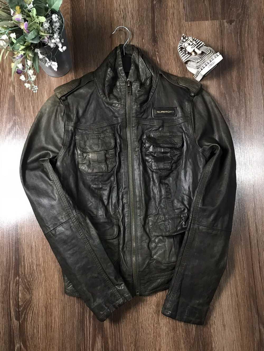 Japanese Brand × Leather Jacket × Superdry Superd… - image 1