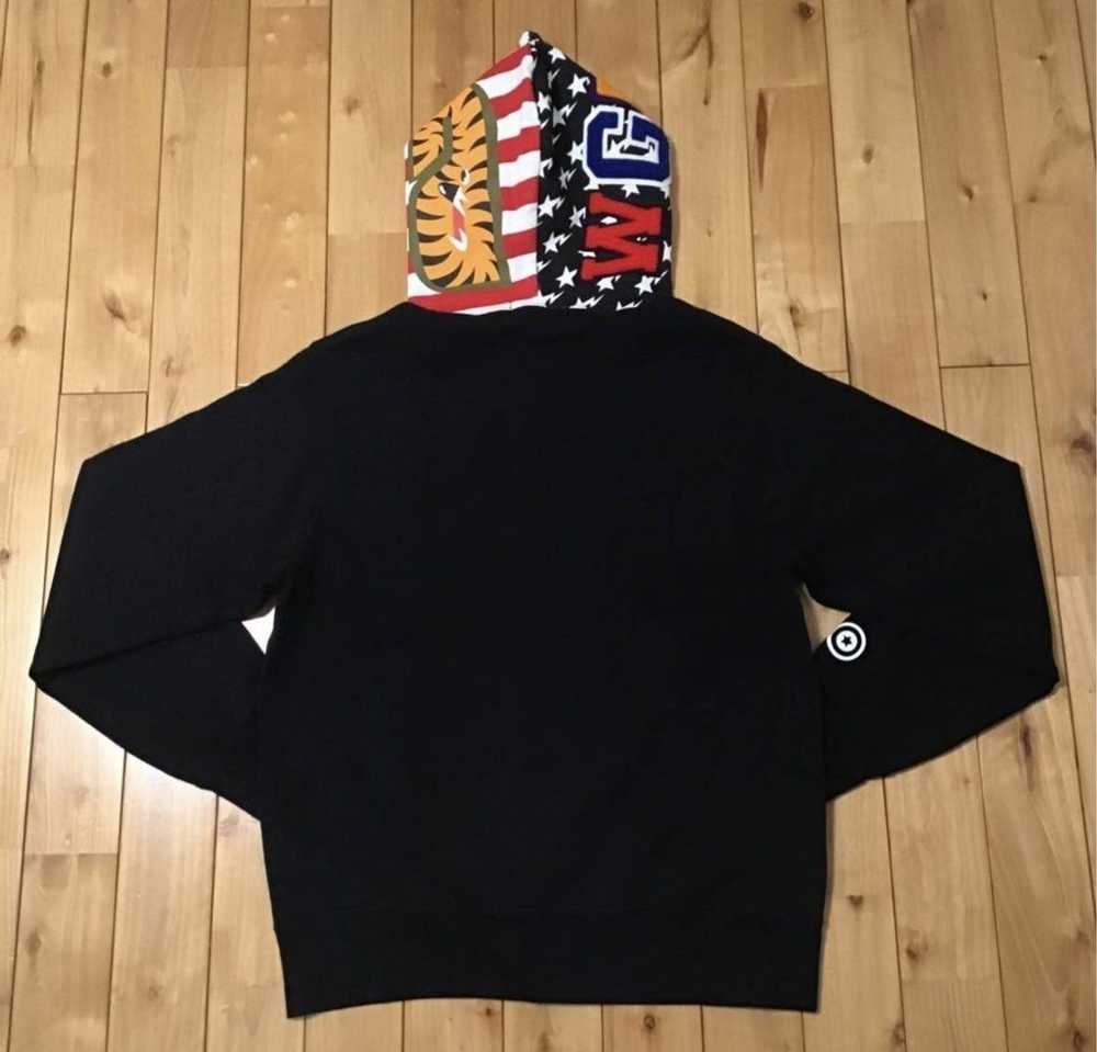 Bape RARE - Black American Flag Bape Shark Hoodie - image 5