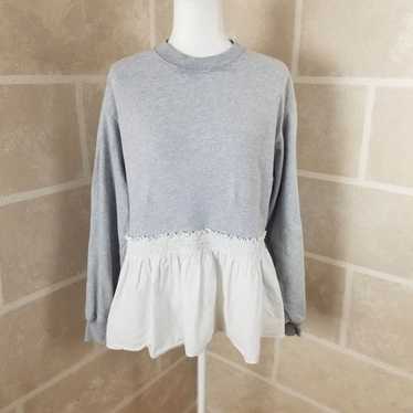 Allsaints All Saints Gray Long Sleeve Ruffle Hem … - image 1