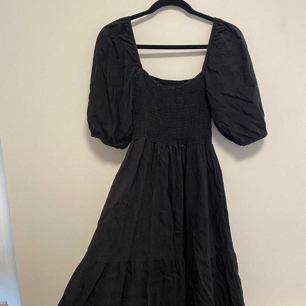 Vintage Midi Tier Square Neck Black Dress - image 3