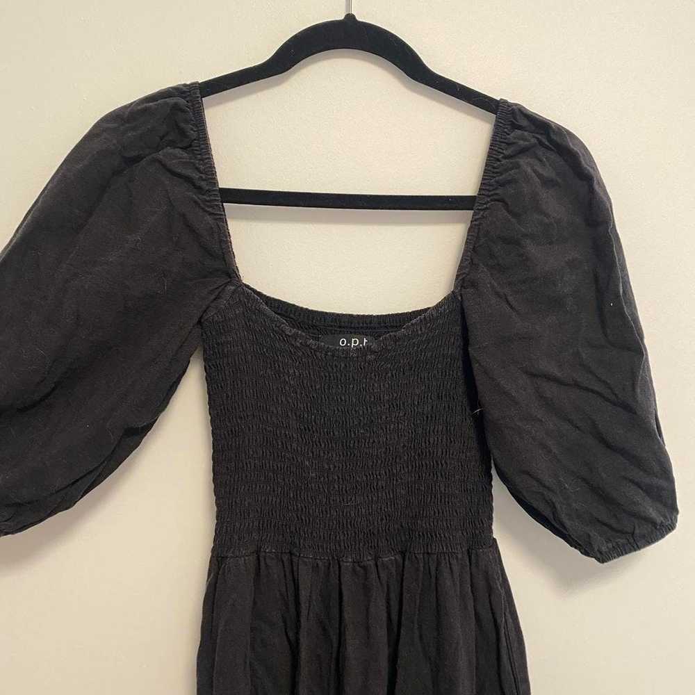 Vintage Midi Tier Square Neck Black Dress - image 4