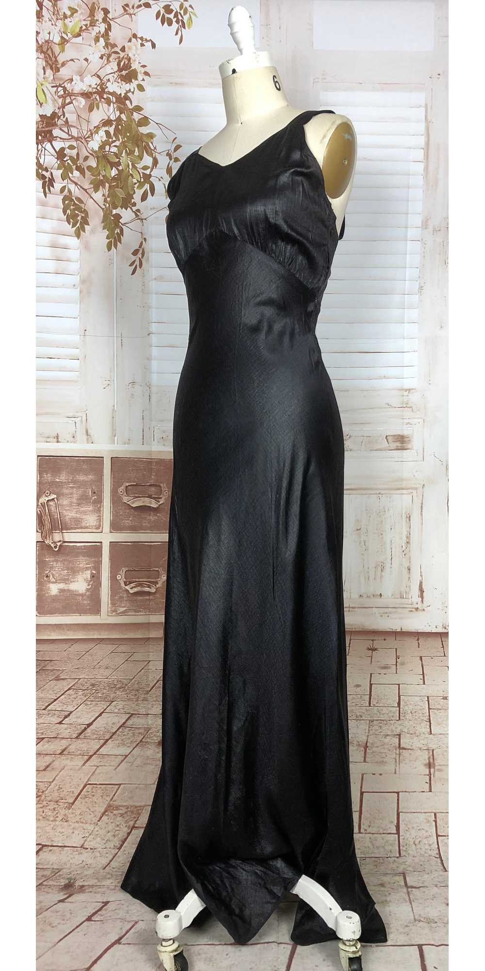 Super Rare Original 1930s Black Ciré Waxed Satin … - image 12