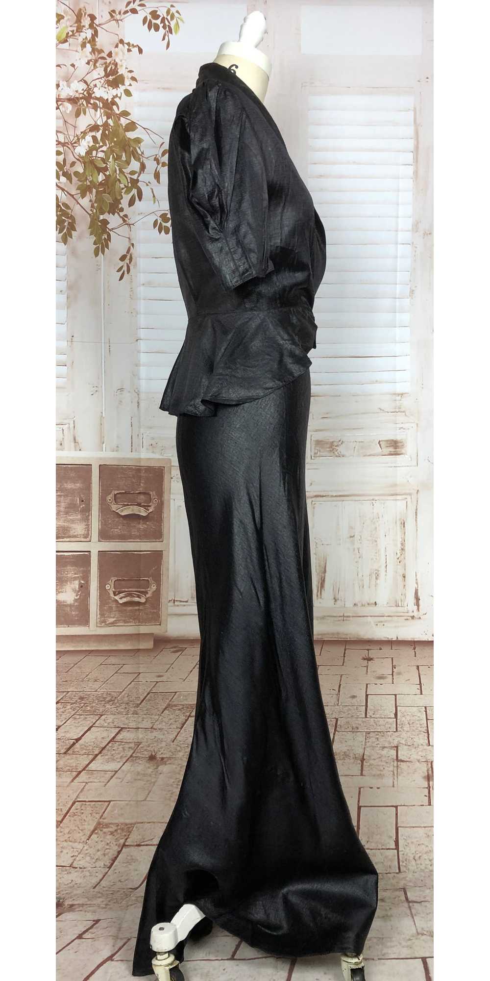 Super Rare Original 1930s Black Ciré Waxed Satin … - image 2