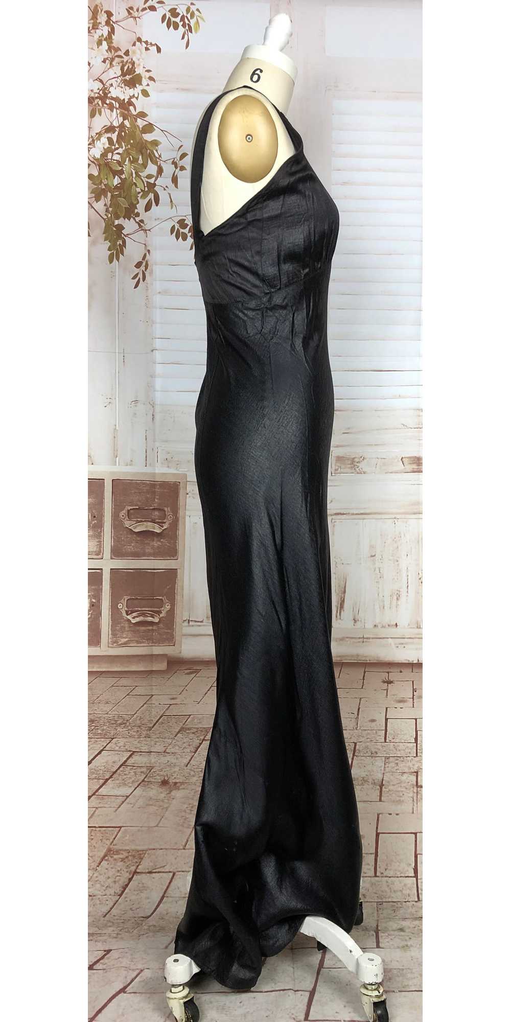 Super Rare Original 1930s Black Ciré Waxed Satin … - image 9