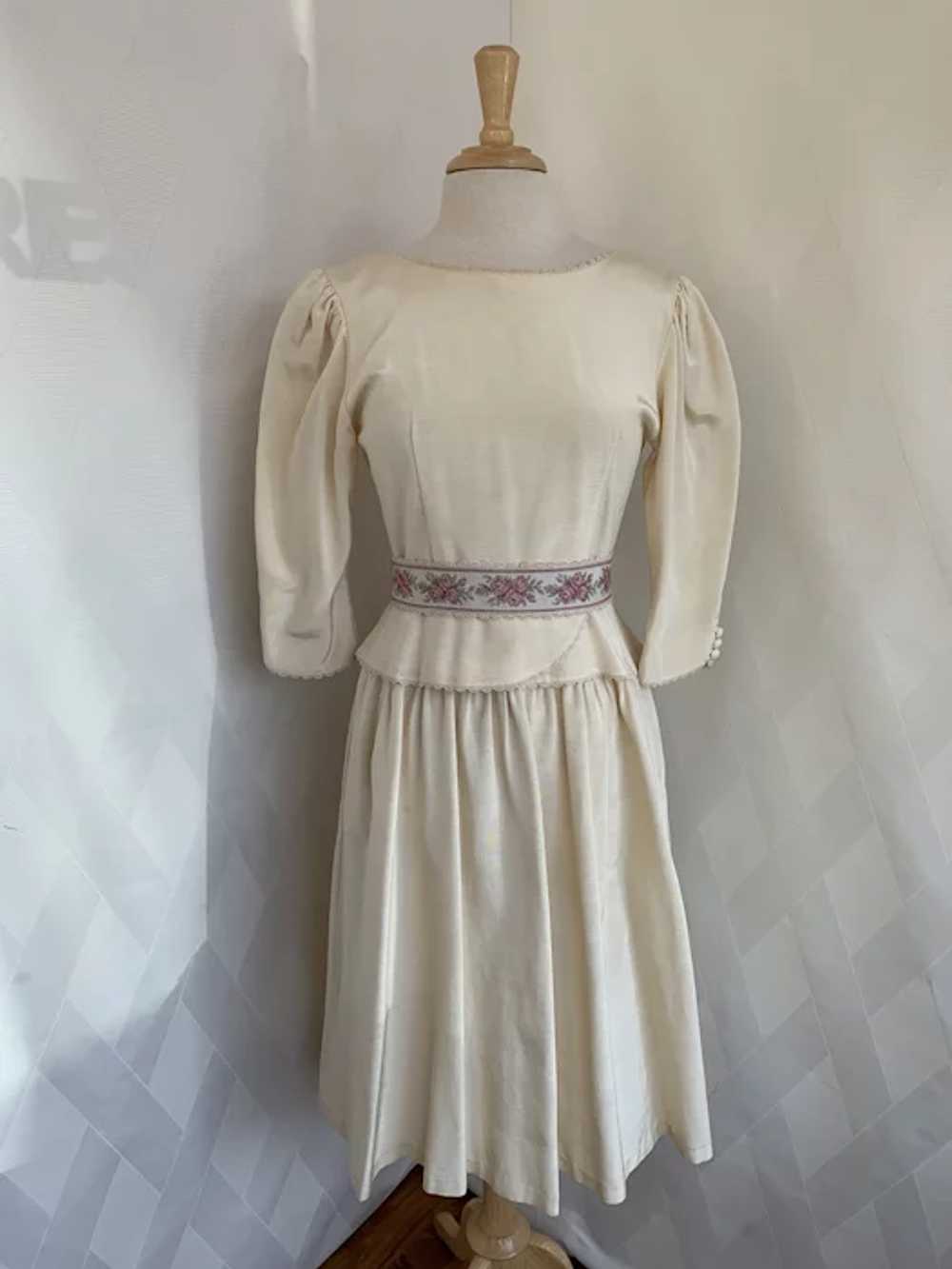 Vintage 1980s Lanz Original Belted Peplum Dress w… - image 11