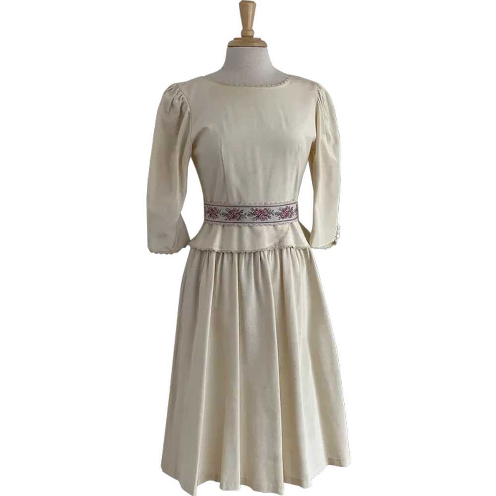 Vintage 1980s Lanz Original Belted Peplum Dress w… - image 1