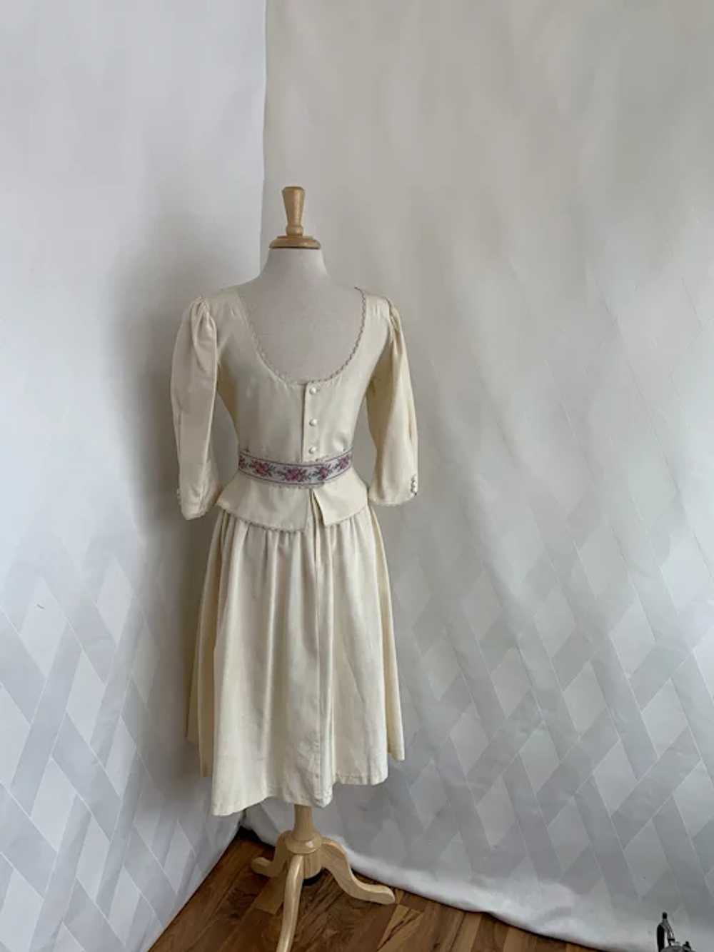 Vintage 1980s Lanz Original Belted Peplum Dress w… - image 4