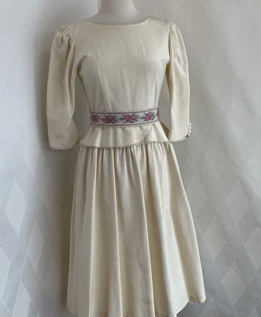 Vintage 1980s Lanz Original Belted Peplum Dress w… - image 5