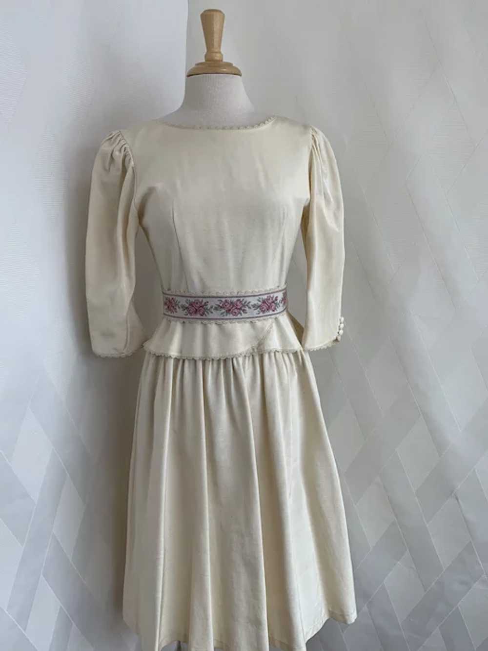 Vintage 1980s Lanz Original Belted Peplum Dress w… - image 9