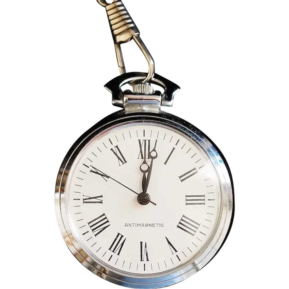 Chinese Chrome Pocket Watch with Chain - 1970 - image 1