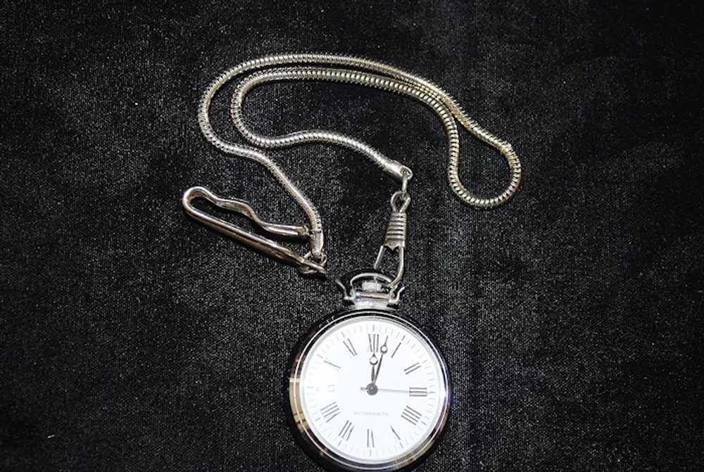 Chinese Chrome Pocket Watch with Chain - 1970 - image 2