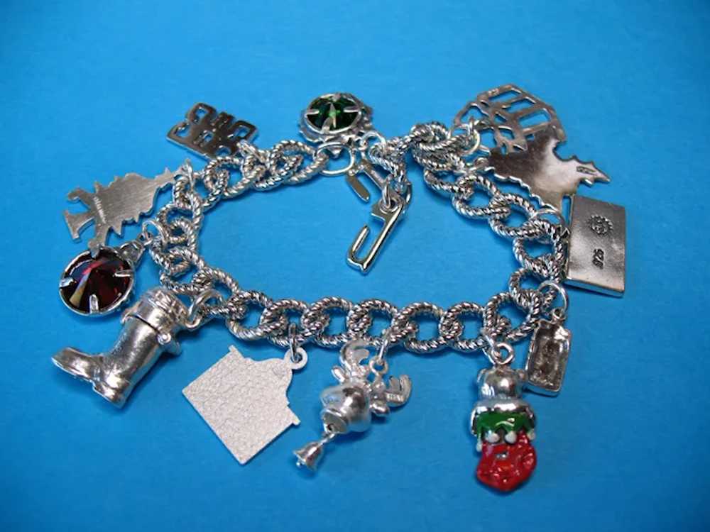 Vintage Sterling Silver Christmas Theme Charm Bra… - image 5