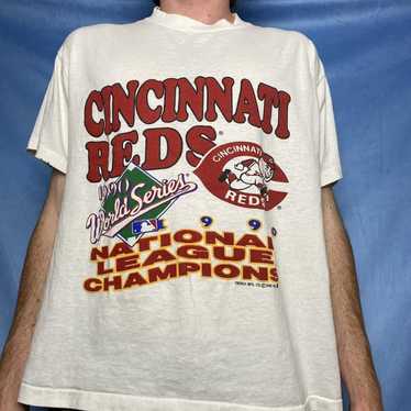 Majestic Cincinnati Reds Barry Larkin Sewn Pinstripe Baseball Jersey - Men  2XL ?