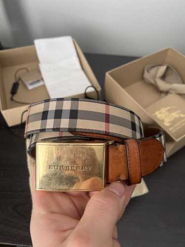 Burberry Iconic Burberry Plaid Belt with Gold Buck